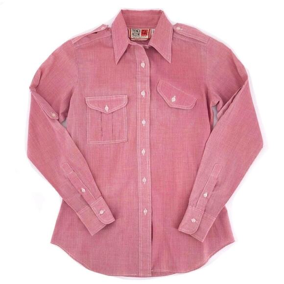 pointed collar button up shirt 80s 1980s vintage - Picture 1 of 4